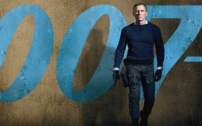 007 Pas le temps de mourir, 4k, James Bond, affiches, 2020 Film, Daniel Craig