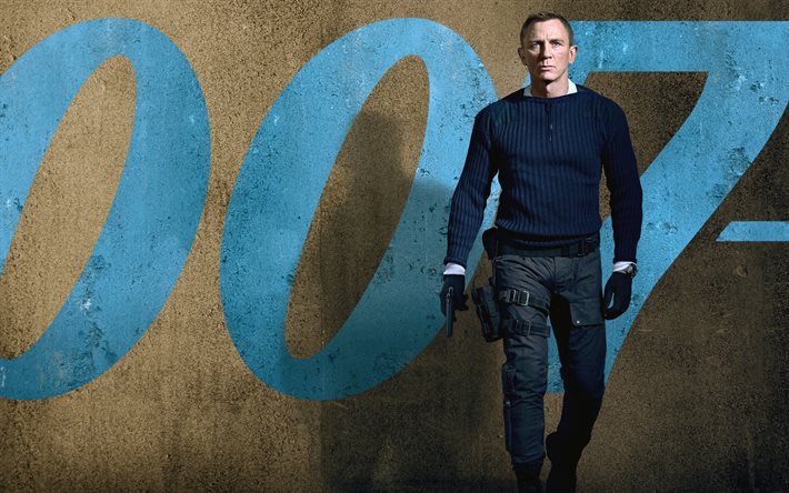 007 Non c&#39;&#232; tempo per morire, 4k, James Bond, poster, 2020 Film, Daniel Craig