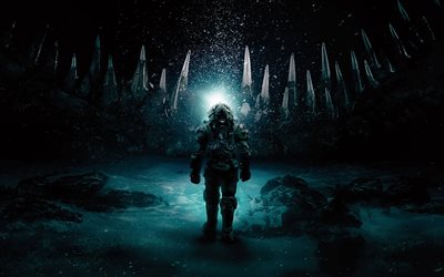 Underwater, poster, 2020 movie, science fiction, horror, fan art, Underwater 2020