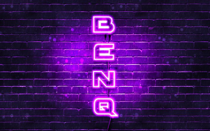 4K, BenQ violeta logotipo, texto vertical, violeta brickwall, BenQ ne&#243;n logotipo, creativo, BenQ logotipo, im&#225;genes, BenQ