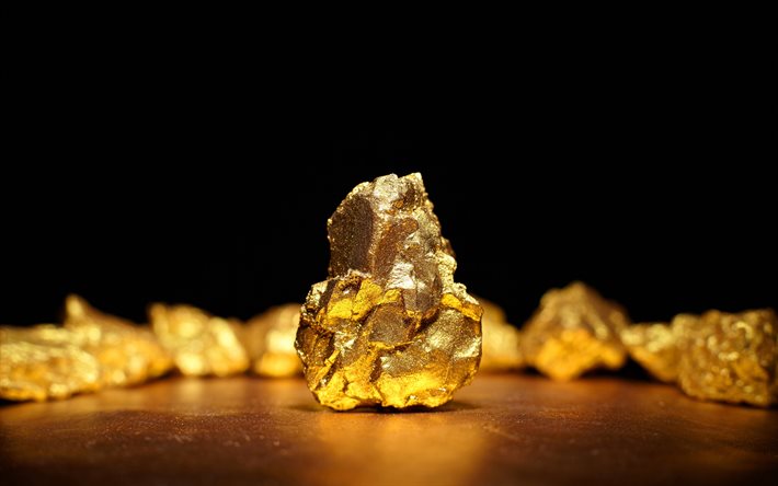 el oro de la piedra, macro, bokeh, barra de oro, metales preciosos, el oro