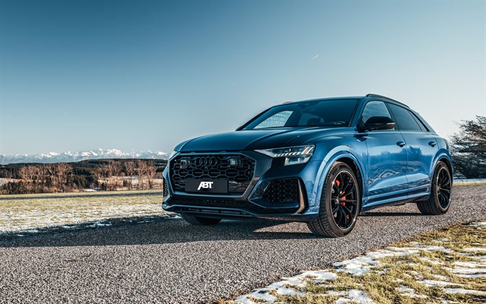 Audi RS Q8, ABT, 2020, front view, exterior, blue SUV, new blue RS Q8, tuning Q8, german cars, Audi