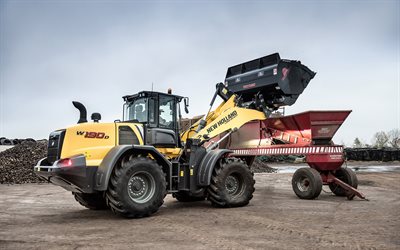 4k, New Holland W190D, frontlastare, 2020 traktorer, dump, s&#228;rskild utrustning, traktor, New Holland