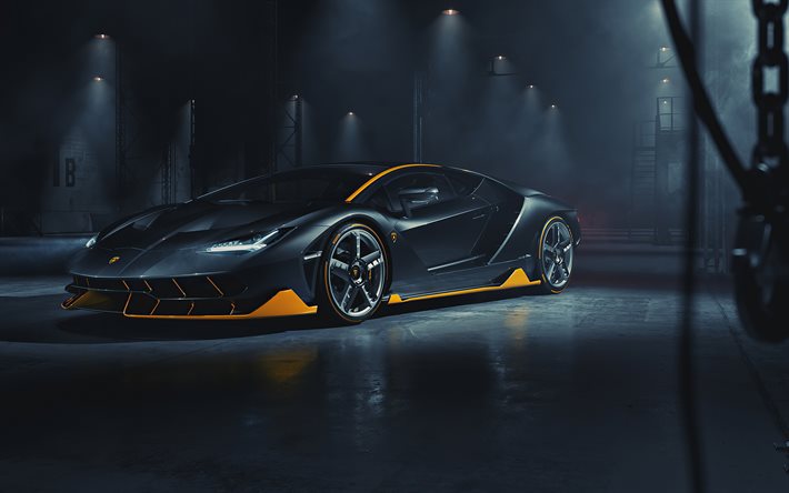 Lamborghini Centenario, 2020, el superdeportivo de lujo, exterior, negro coup&#233; deportivo, tuning, autos deportivos italianos, Lamborghini