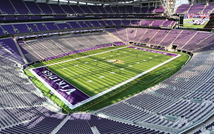 OSS Bank Stadium, Minnesota Vikings, Minneapolis, Minnesota, Usa, Minnesota Vikings-stadion, inuti, NFL, USA, Amerikansk fotboll