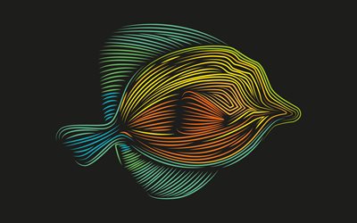 abstract flounder, artwork, creative, abstract fishes, flounder, gray backgrounds