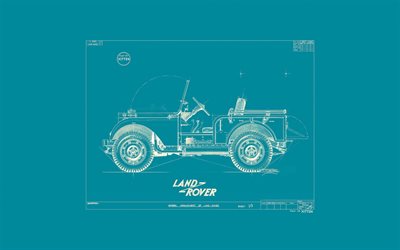Land Rover Dessin, minimal, 1945 voitures, Land Rover Defender, tir&#233; land rover, voitures britanniques, Land Rover