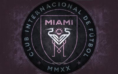 Inter Miami CF, American soccer team, pink stone background, Inter Miami CF logo, grunge art, MLS, soccer, USA, Houston Inter Miami CF emblem