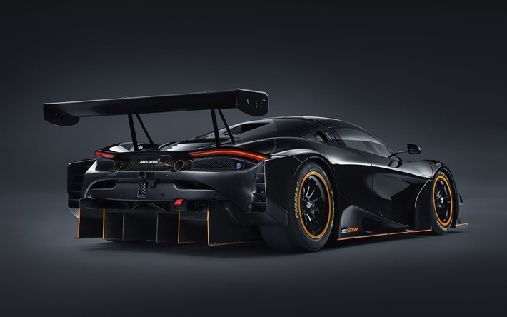 mclaren 720s gt3x, 2021, 4k, r&#252;ckansicht, au&#223;en, schwarzer supersportwagen, neuer schwarzer 720s gt3x, tuning 720s, britische sportwagen, mclaren