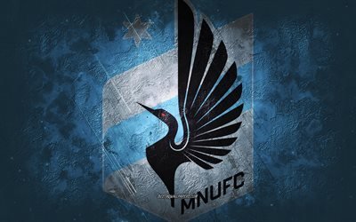 Minnesota United FC, American soccer team, blue stone background, Minnesota United FC logo, grunge art, MLS, soccer, USA, Minnesota United FC emblem