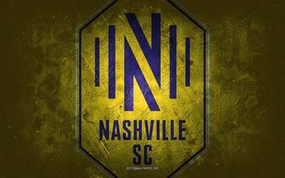 Nashville SC, squadra di calcio americana, sfondo di pietra gialla, logo Nashville SC, arte grunge, MLS, calcio, USA, emblema di Nashville SC
