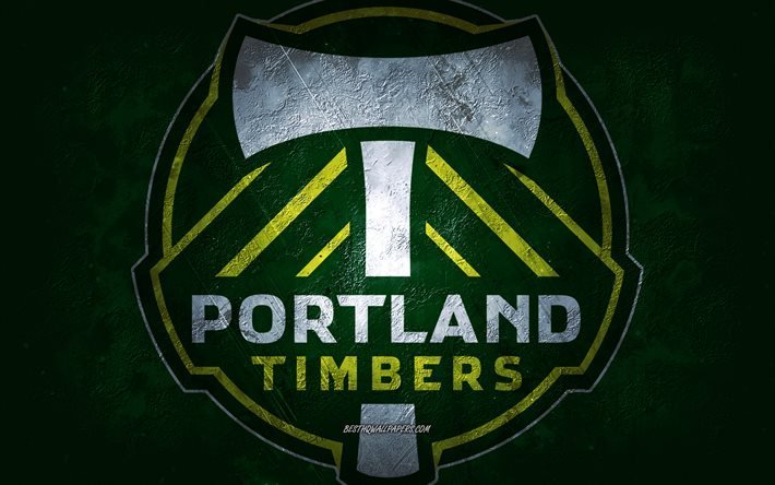 Portland Timbers, Amerikan futbol takımı, yeşil taş arka plan, Portland Timbers logosu, grunge sanat, MLS, futbol, ABD, Portland Timbers amblemi