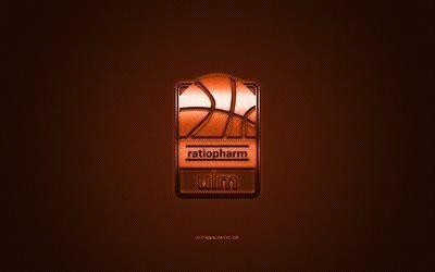 Ratiopharm Ulm, German basketball team, BBL, orange logo, orange carbon fiber background, Basketball Bundesliga, basketball, Ulm, Germany, Ratiopharm Ulm logo