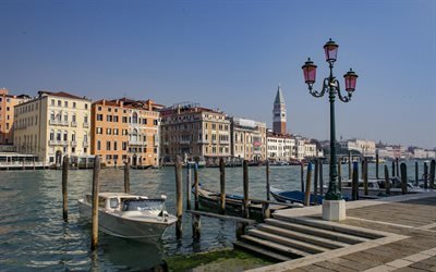Venedig, morgon, soluppgång, Doges Palace, kapell, sommar, Venedig stadsbild, Italien