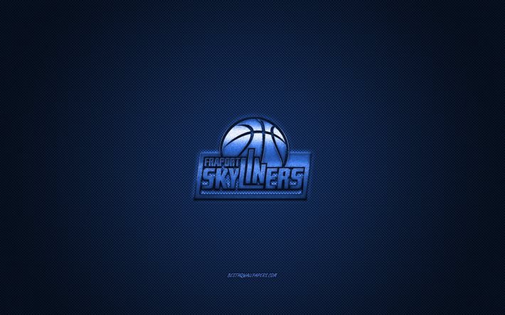 Skyliners Frankfurt, Saksan koripallojoukkue, BBL, sininen logo, sininen hiilikuitutausta, Basketball Bundesliga, koripallo, Frankfurt, Saksa, Skyliners Frankfurt logo