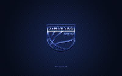 Syntainics MBC, فريق كرة السلة الألماني, Mitteldeutscher BC, برميل, الشعار الأزرق, ألياف الكربون الأزرق الخلفية, الدوري الالماني لكرة السلة, كرة سلة, فايسنفيلس, ألمانيا, شعار Syntainics MBC