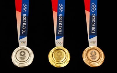 Tokyo 2020 Olympic Medals, Gold Medal, Silver Medal, Bronze Medal, Tokyo 2020, Games of the XXXII Olympiad, 2020 Summer Olympics, Olympic medals