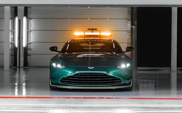2021, Aston Martin Vantage, 4k, vue avant, voiture de s&#233;curit&#233; F1, Formule 1, voiture de s&#233;curit&#233; Vantage, supercar, Aston Martin