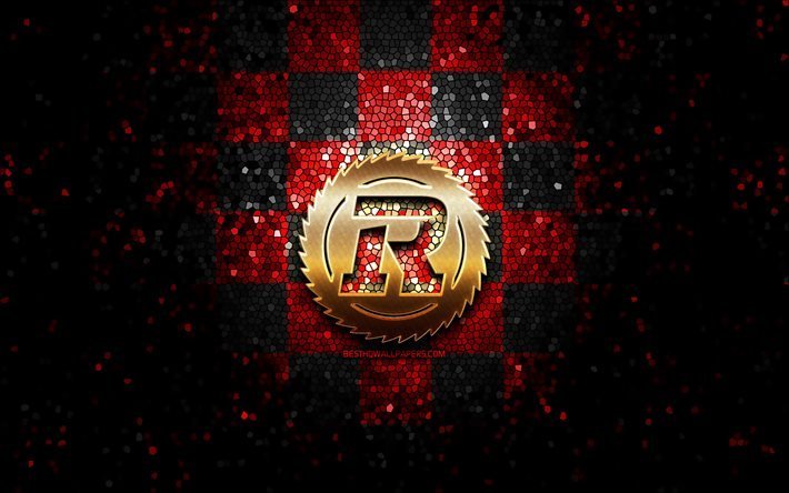Ottawa Redblacks, glitterlogotyp, CFL, r&#246;d svart rutig bakgrund, fotboll, kanadensiskt fotbollslag, Ottawa Redblacks-logotyp, mosaikkonst, kanadensisk fotboll