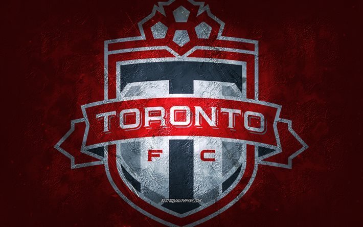 トロントFC, カナダのサッカーチーム, 赤い石の背景, トロントFCのロゴ, グランジアート, カナダ, MLS 番号, サッカー, 米国, トロントFCエンブレム