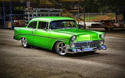 Chevrolet Bel Air, muscle cars, 1956 cars, HDR, retro cars, 1956 Chevrolet Bel Air, american cars, Chevrolet
