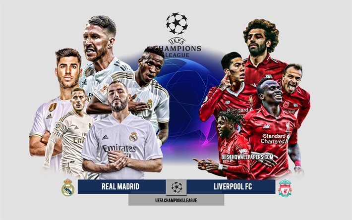 Real Madrid vs Liverpool FC, quarts de finale, Ligue des Champions, aper&#231;u, mat&#233;riel promotionnel, joueurs de football, match de football, Real Madrid, Liverpool FC
