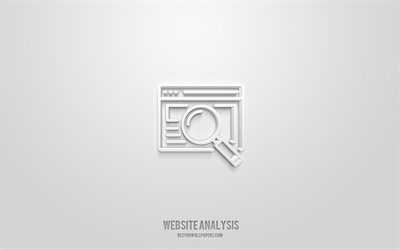 website analysis 3d icon, yellow background, 3d symbols, website analysis, seo icons, 3d icons, website analysis sign, seo 3d icons