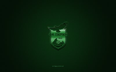 ofc pirin blagoevgrad, b&#250;lgaro clube de futebol, logotipo verde, verde fibra de carbono de fundo, b&#250;lgaro primeira liga, parva liga, futebol, pirin, bulg&#225;ria, ofc pirin blagoevgrad logo