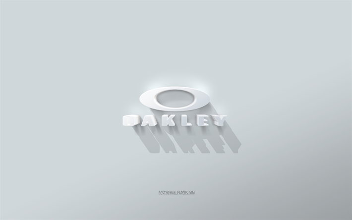 logotipo de oakley, fondo blanco, logotipo de oakley en 3d, arte en 3d, oakley, emblema de oakley en 3d
