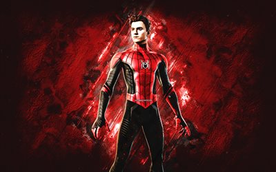 fortnite no way home spider-man skin, fortnite, personnages principaux, fond de pierre rouge, no way home spider-man, peaux fortnite, no way home spider-man skin, no way home spider-man fortnite, personnages fortifi&#233;s