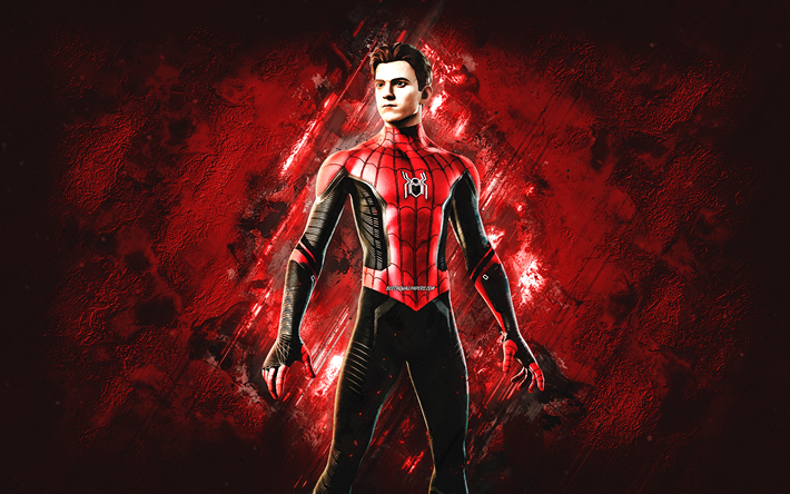 Fortnite No Way Home Spider-Man Skin, Fortnite, main characters, red stone background, No Way Home Spider-Man, Fortnite skins, No Way Home Spider-Man Skin, No Way Home Spider-Man Fortnite, Fortnite characters