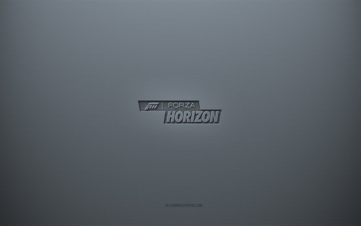 forzahorizo​​nのロゴ, 灰色の創造的な背景, forzahorizo​​nのエンブレム, 灰色の紙の質感, forza horizo​​n, 灰色の背景, forzahorizo​​n3dロゴ