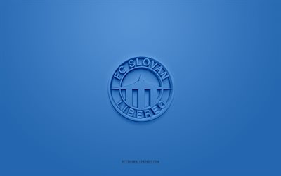 fc slovan liberec, luova 3d-logo, sininen tausta, tšekin ykk&#246;sliiga, 3d-tunnus, tšekin jalkapalloseura, liberec, tšekki, 3d-taide, jalkapallo, fc slovan liberecin 3d-logo