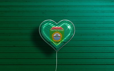 I Love South Sumatra, 4k, realistic balloons, green wooden background, Day of South Sumatra, indonesian provinces, flag of South Sumatra, Indonesia, balloon with flag, Provinces of Indonesia, South Sumatra flag, South Sumatra