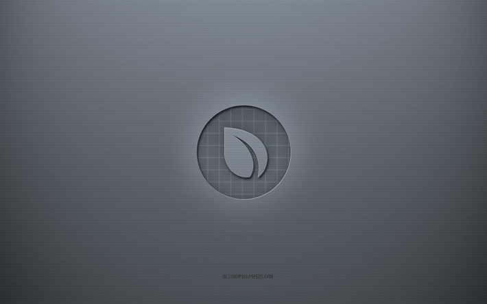 logotipo de peercoin, fondo creativo gris, signo de peercoin, textura de papel gris, peercoin, fondo gris, signo 3d de peercoin