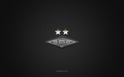 Rosenborg BK, Norwegian football club, silver logo, gray carbon fiber background, Eliteserien, football, Trondheim, Norway, Rosenborg BK logo