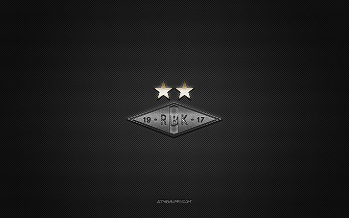 Rosenborg BK, Norwegian football club, silver logo, gray carbon fiber background, Eliteserien, football, Trondheim, Norway, Rosenborg BK logo