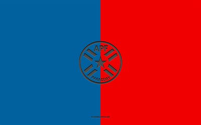 paraguayn jalkapallomaajoukkue, sininen punainen tausta, jalkapallojoukkue, tunnus, conmebol, paraguay, jalkapallo, paraguayn jalkapallomaajoukkueen logo, etel&#228;-amerikka