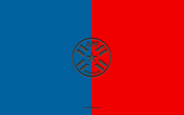 &#233;quipe nationale de football du paraguay, fond rouge bleu, &#233;quipe de football, embl&#232;me, conmebol, paraguay, football, logo de l &#233;quipe nationale de football du paraguay, am&#233;rique du sud