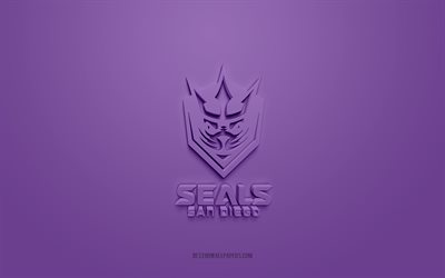 San Diego Seals, creative 3D logo, purple background, National Lacrosse League, 3d emblem, American box lacrosse team, NLL, San Diego, USA, 3d art, lacrosse, San Diego Seals 3d logo