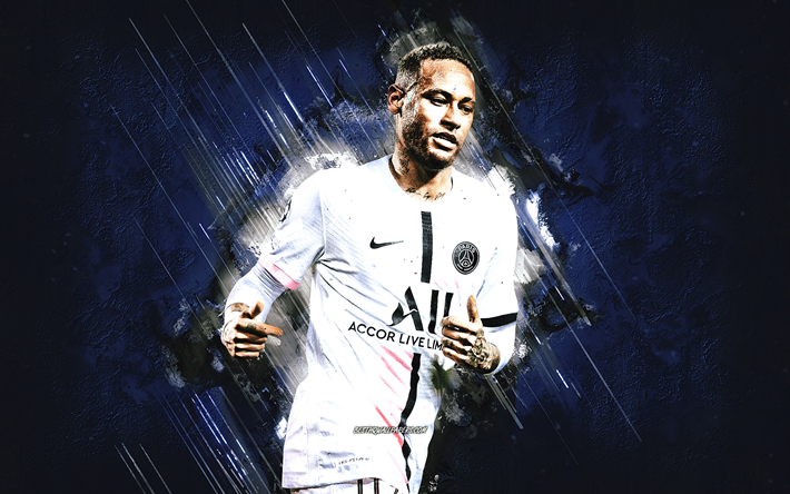 neymar, paris saint-germain, jugador de f&#250;tbol brasile&#241;o, psg, retrato de neymar, fondo de piedra azul, ligue 1, neymar psg, f&#250;tbol