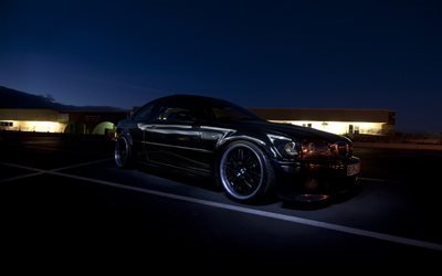 BMW M3, noite, e46, tuning, carros alem&#227;es, preto m3, BMW