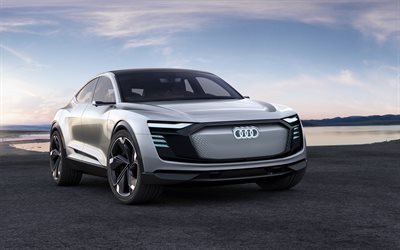 Audi e-tron Sportback, Concept, 2017, Front view, new cars, electric car, crossover, Audi