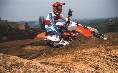ktm 250 sx-f, 4k, extrem, 2018-bikes, fliegenden motorrad, motocross, ktm