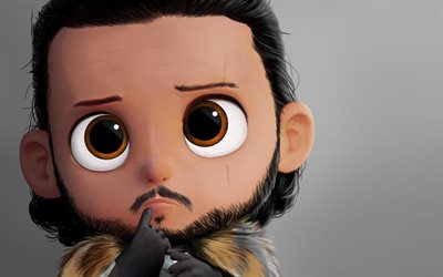 Thrones Jon Snow, 3D sanat, yaratıcı, Oyun, Kit Harington