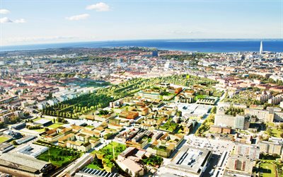 Malmo, 4k, cityscapes, summer, panorama, Sweden, Europe