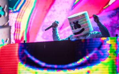 DJ Marshmello, 4k, scenen, Bonnaroo, konsert, DJ, superstars, Marshmello