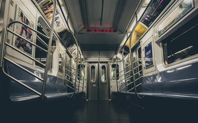 wagon, metro, transportation system, American subway, empty benches, subway car, public transport, the USA