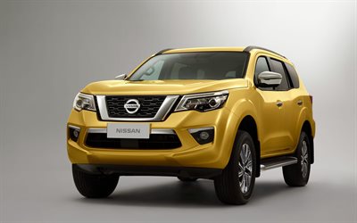 Nissan Terra, 4k, st&#252;dyo, 2018 otomobil, SUV, sarı Terra, Japon arabaları