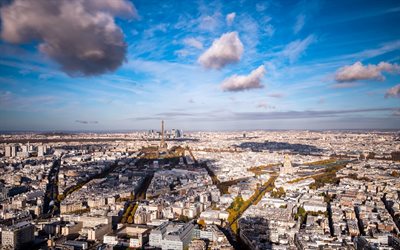Paris, au printemps, la m&#233;tropole de la, Tour Eiffel, paysage urbain, ligne d&#39;horizon, France